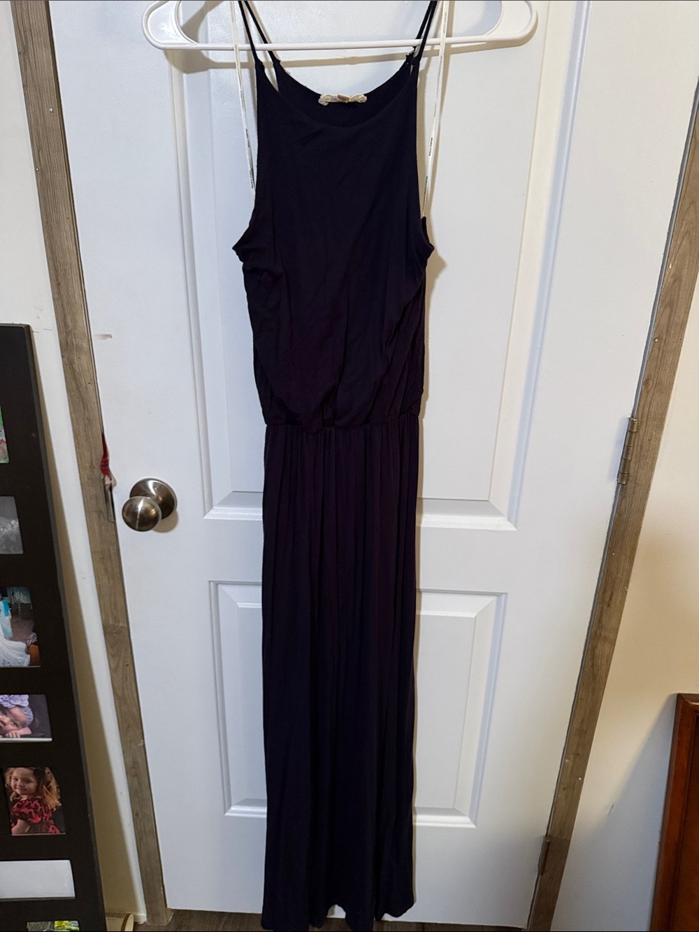 Simple Navy Maxi Dress with Spaghetti Straps